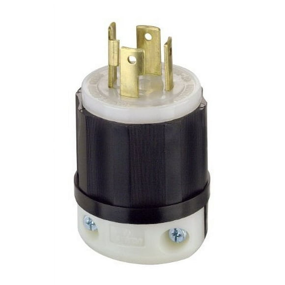 Leviton 2711 30 Amp, 125/250 Volt, NEMA L14-30P, 3P, 4W, Locking Plug, Industrial Grade, Grounding - Black-White