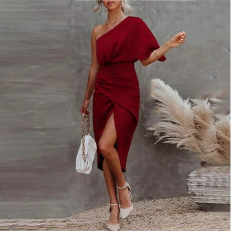Women s Summer Fashion Sexy Sleeveless Off Shoulder Bag Hip Dress