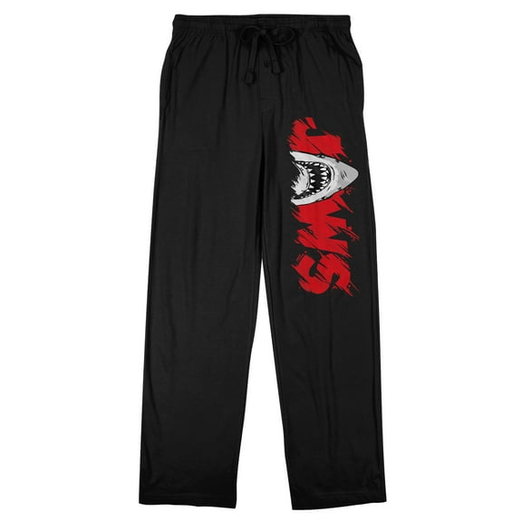 Jaws Shark Logo Men's Black Sleep Pajama Pants-Medium