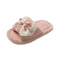 thumbnail image 2 of Xfvqtps Fluffy Slippers for Women Lace Bow Winter Warm Open Toe Slip on Furry Cozy Indoor and Outdoor Plush Shoes Pink, 2 of 6