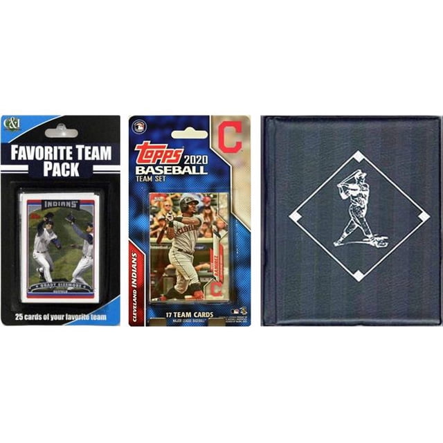 C&I Collectables 2020INDIANSTSC MLB Cleveland Indians Licensed 2020 Topps Team Set & Favorite Player Trading Cards Plus Storage Album