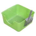 thumbnail image 2 of Esquirla Cat Litter Box Large Space Smooth Portable U Shape Lowered Front for Indoor Cats green, 2 of 8