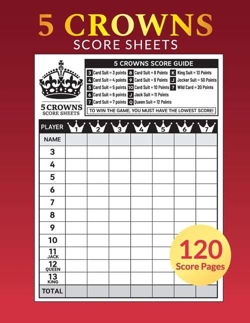 5 Crowns Score Sheets 120 Personal Large Score Sheets for Scorekeeping