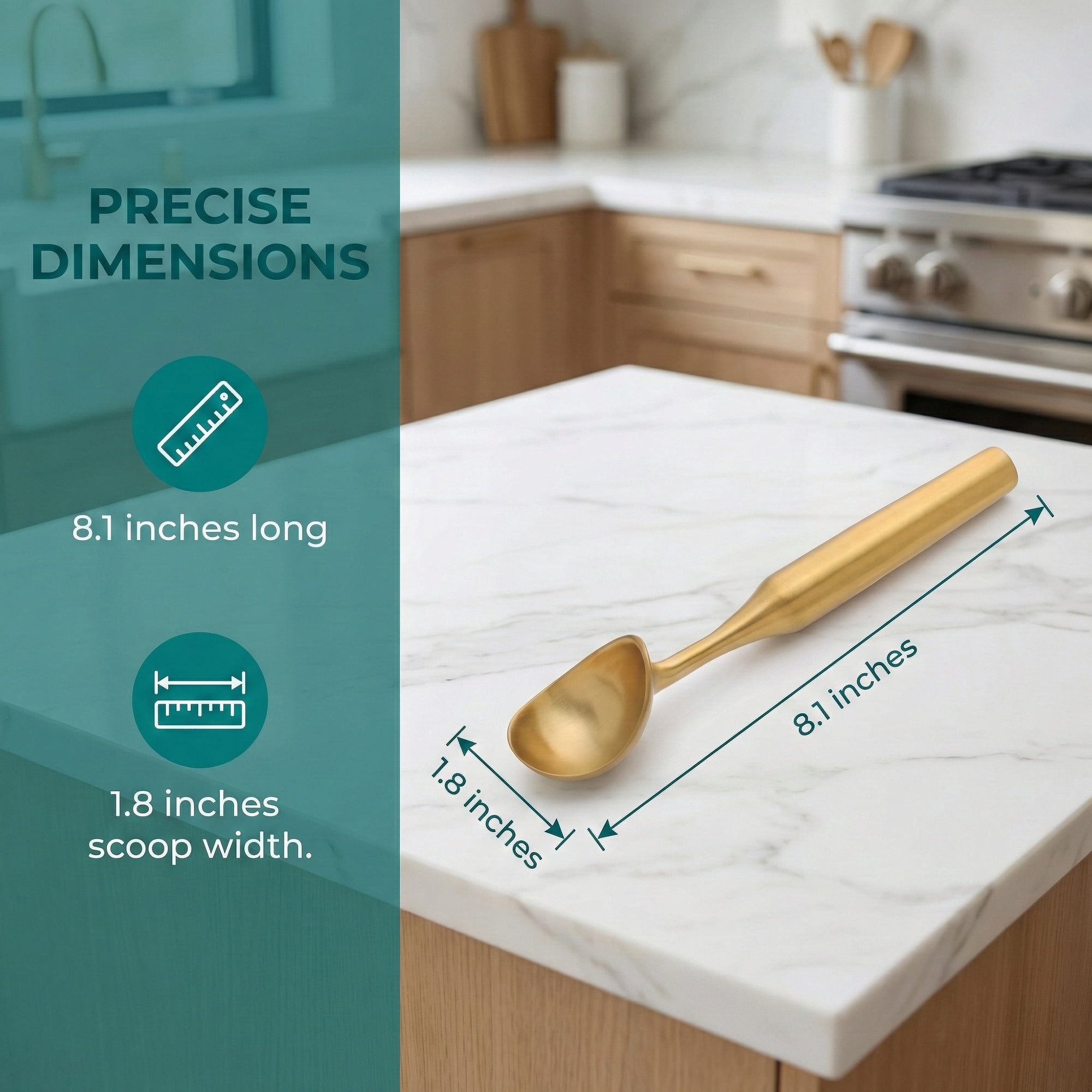 Unique Bargains Stainless Steel Ice Cream Scoop for Use and Cleaning Gold 8.1in