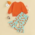 thumbnail image 7 of Okbabeha Toddler Baby Girl Thanksgiving Clothes Letter Print Crewneck Sweatshirt Tops Pumpkin Pie Flare Pants Cute Outfit, 7 of 7