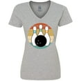 thumbnail image 3 of Inktastic Bowling Pins Ball Bowler Gift Women's V-Neck T-Shirt, 3 of 5