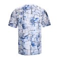 thumbnail image 4 of Rggeeun Mens T-Shirts Tie-Dye Graffiti Patten Short Sleeve Crew Neck Loose Fit Soft Breathable for Summer Evening Party Casual Tee,Blue,L, 4 of 7