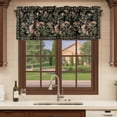 thumbnail image 6 of Black Spring Floral Curtain Valances for Windows, Kitchen Valance Window Treatments Panel 2 Pack, Elegant Pastoral Flowers Birds Retro Art Rod Pocket Short Curtains for Bathroom Bedroom 42 x 18 Inch, 6 of 8
