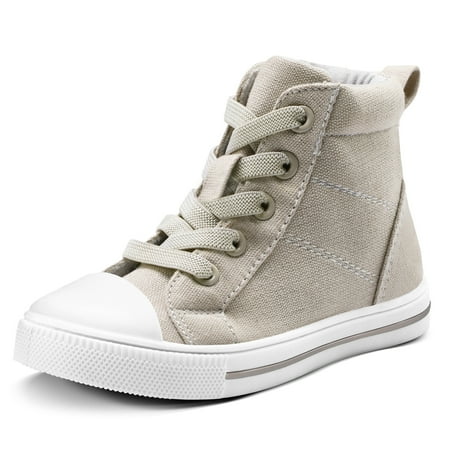 Kushyshoo Kids Canvas Sneakers Gray High-Top Children Walking Shoes 12M