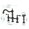 thumbnail image 4 of Cfowner Brass Bridge Kitchen Faucet, Kitchen Sink Faucet with Pull-Out Side Spray, Oil-Rubbed Bronze, 4 of 8