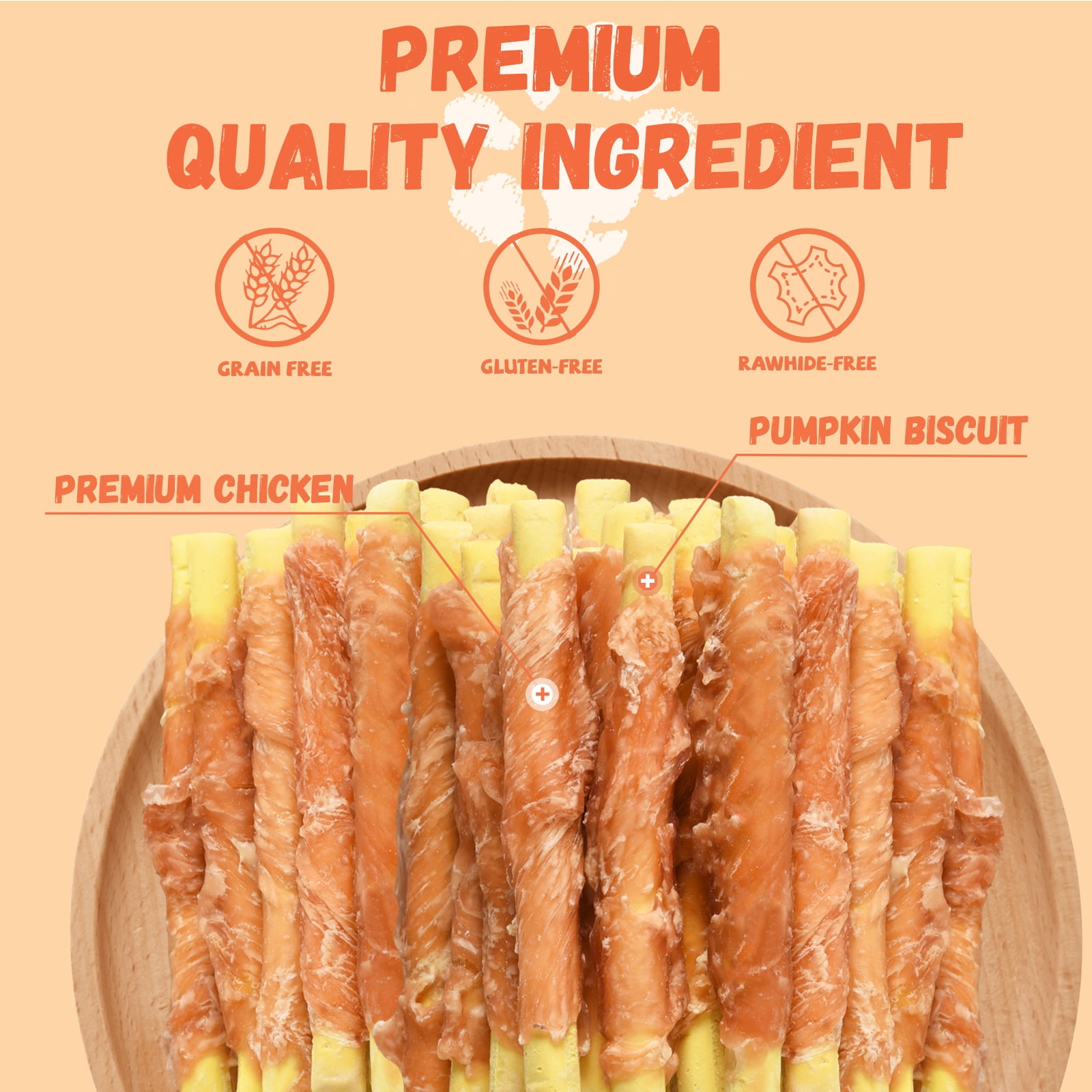 (2 pack) Pawmate Chicken Jerky Wrapped Pumpkin Biscuits Dog Treats, Promote Digestion Soft Chews for All Dogs, 11 oz