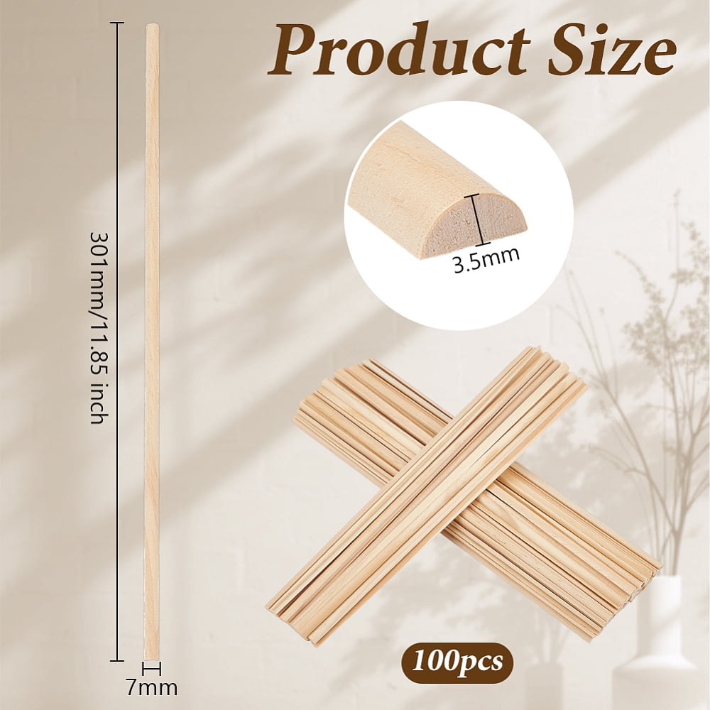 100Pcs Wood Craft Sticks Half Round Dowel Rod for Braiding Tapestry Arch Navajo White 30.1x0.7x0.35cm diy