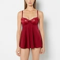 thumbnail image 1 of Unlined Balconette Babydoll with Romantic Lace in Plum Rose, 1 of 8