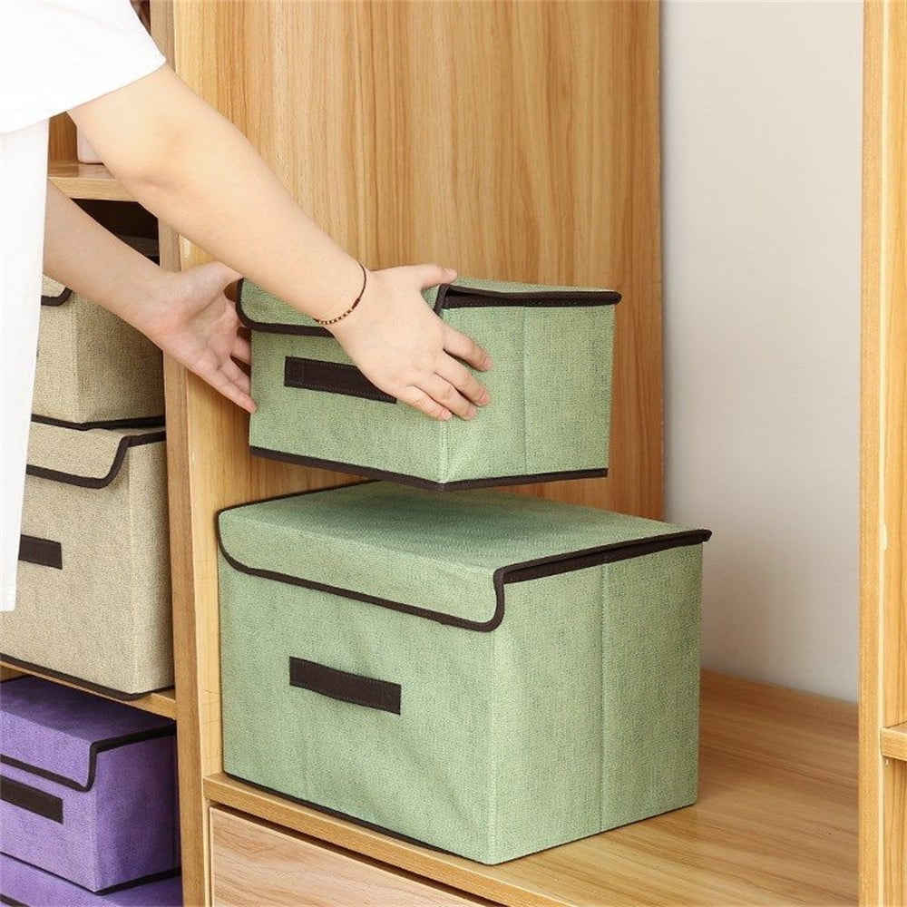 Kigai Iridescent Lidded Home Storage Bins, Foldable Storage Basket with  Double Handle, Flip-Top Storage Box for Toys Clothes Documents