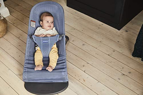 BabyBjorn Bouncer Bliss, Dark gray frame, Mesh, Slate blue