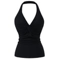thumbnail image 6 of TrendOFT V Neck Tank Tops for Women Dressy Twist Front Halter Top Summer Sleeveless Crop Backless Blouses Black M, 6 of 6