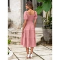 thumbnail image 4 of Vestido BerryGo Summer 2025, casual, midi fruncido, rosa para mujer, 4 of 7