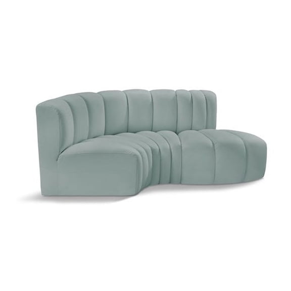 Meridian Furniture Arc Mint Green Vegan Leather Modular Sectional