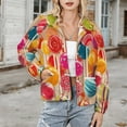 thumbnail image 3 of Jackets for Women Winter Coat Jackets Flannel Stand Collar Jacket(Pastel Rainbow Lollipop,Size:S-4XL), 3 of 7