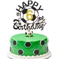 thumbnail image 1 of Decoración para tartas FUNCANDLE Soccer Happy 6º cumpleaños con purpurina dorada, 1 of 7