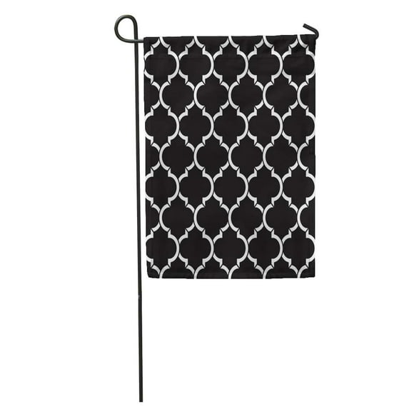 POGLIP Eastern Black and White Quatrefoil Pattern Middle Abstract Classic Garden Flag Decorative Flag House Banner 28x40 inch