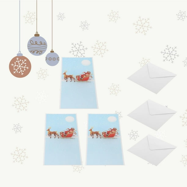 Paquete de 3 tarjetas emergentes de , tarjetas de felicitación de Coche de ciervos de Navidad Colcomx Tarjeta de felicitación de año nuevo