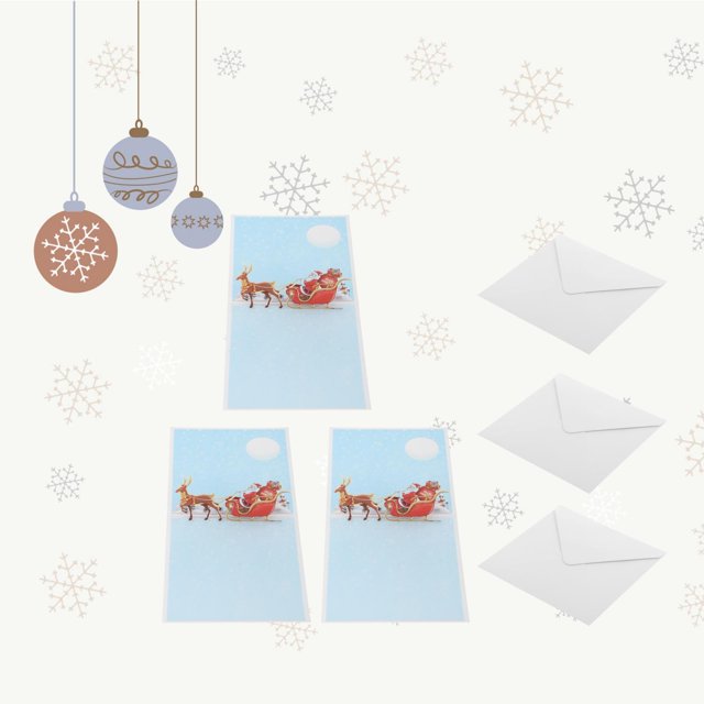 Paquete de 3 Tarjetas de Felicitación Navideñas con Hermoso árbol de Navidad Papá Noel Papá Noel Elk Adecuado para Cualquier Persona - Coche de ciervos de Navidad Macarena Tarjeta de felicitación de año nuevo