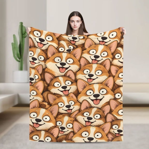 Corgi Blanket Funny Dog Pattern Flannel Throw Blanket Corgi Lover Gift for Women Home Decor 50x40 in