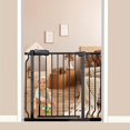 thumbnail image 1 of Puerta de paso para bebés y perros de 86-98 centímetros, cierre automático, puerta de seguridad para interiores montada en tensión para escaleras y puertas, metal negro, 76 centímetros de alto, 1 of 5