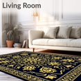 thumbnail image 2 of ODIKA 4'x6' Machine Washable Non-Slip Area Rug, Vintage Tapestry with Ornate Fringe Detail High Traffic Rug with Pad, Black, 570315, 2 of 8
