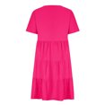 thumbnail image 6 of Meichang Summer Dresses for Women 2025 V Neck Short Sleeve Cotton Linen Dress Ruffle Tiered Midi Dresses A-Line Loose Fit Flowy Beach Dress, 6 of 8