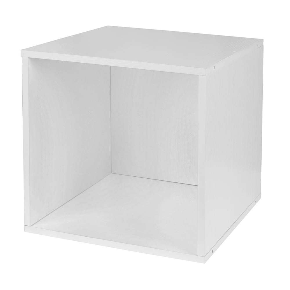Niche Cubo Stackable Storage Cube White Wood Grain
