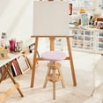 thumbnail image 4 of eHemco Swivel Solid Wood Adjustable Bar Stool, 18.9 to 25.2 Inches, Natural Base with Pink Top, 4 of 7