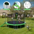 thumbnail image 5 of 16FT Trampoline with Slide, SEGMART Recreational Trampoline with Basketball Hoop and Ladder, Heavy Duty Outdoor Backyard Trampoline with Net for Kids and Adults, Green, 5 of 9