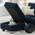 thumbnail image 4 of Belffin Rectangular Velvet Ottoman with Storage, Tufted Design, Blue, 4 of 13
