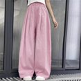 thumbnail image 6 of Lenpel Girls' Wide Leg Pants Lightweight Elastic Waist Textured Casual Loose Summer Trousers Flowy Palazzo Pants 6-17 Y, 6 of 6
