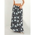 thumbnail image 6 of Hirigin Store Women Long Skirt, Elegant High Waisted Skirt Solid/Flower Print Summer Swing Skirt, 6 of 10