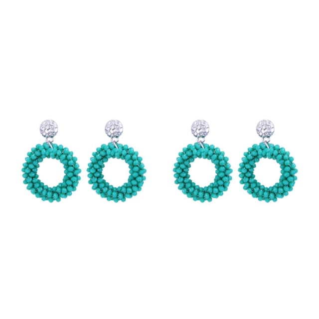 Qarigey Pendientes colgantes hechos a mano llamativos para mujer, pendientes tejidos exquisitos, ligeros y modernos, azul turquesa azul turquesa 2Conjunto