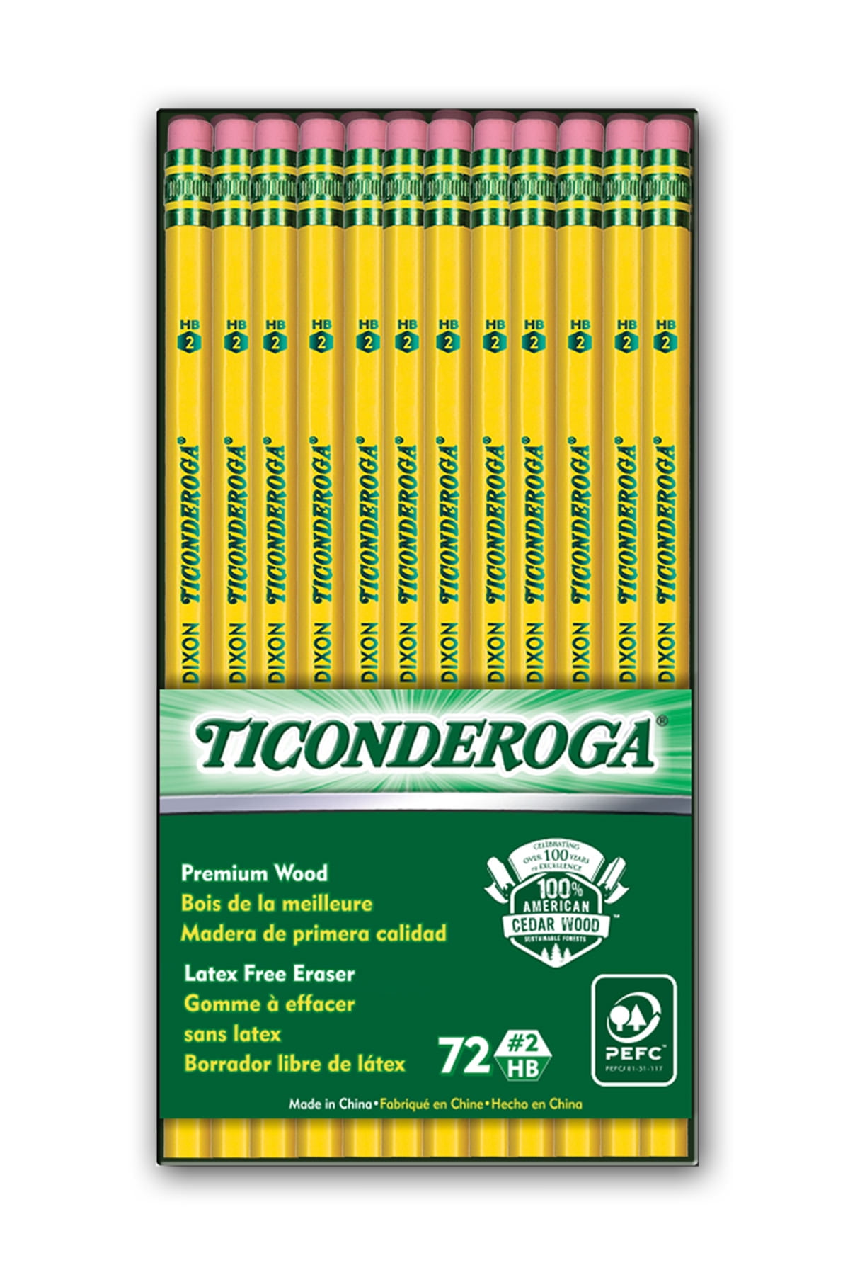 7 Yellow TICONDEROGA Pencils Pre-Sharpened with Eraser Wood-Cased #2 HB Soft