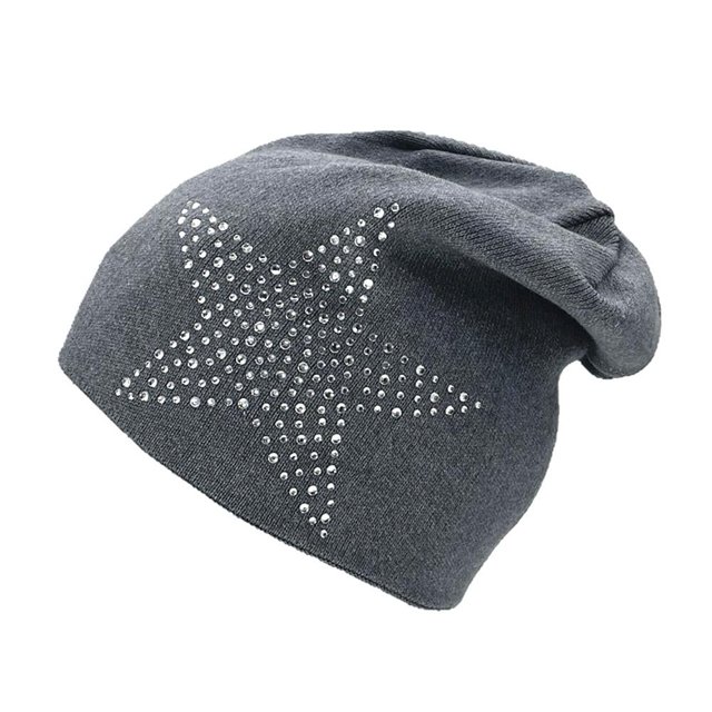 CAIROYAR Gorro de punto con diseño de pentagrama y diamantes de imitación para parejas, para otoño e invierno ■* ∫ь