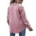 thumbnail image 3 of Womens Corduroy Autumn Shirt Jacket Lapel Button-down Long Sleeve Solid Color Shacket Jacket, 3 of 5