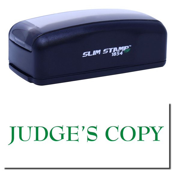 Large Pre-Inked Judge's Copy Stamp, Slim 1854, Ultra Slim Design, Impression Size 1-13/16" by 2-1/2", Up to 25,000 Impressions - Green Ink