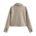 thumbnail image 3 of Women's Casual Fashion Street Zipper With Soft Solid Color Jacket Jacket Fall Flannel Shirt Women Western Clothes for Women Olive Utility Jacket Womens Vest Winter Vest for Women Women Outdoor Vests, 3 of 3