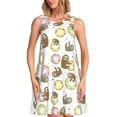 thumbnail image 1 of Easygdp Donut Sloth para Vestido Transpirable de Mujer, Vestido Suelto de Manga Corta con Pliegues y Bolsillos para el Verano, 1 of 7