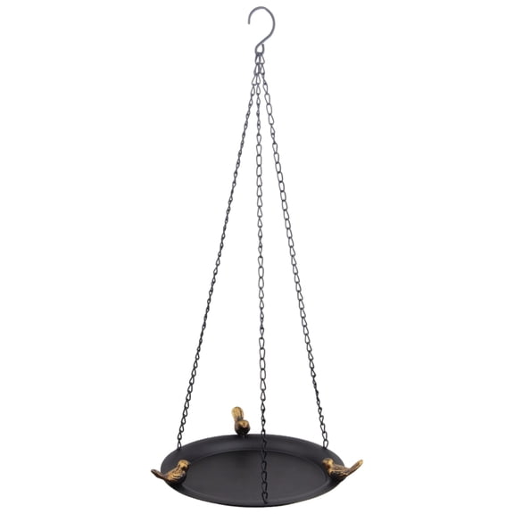 Outdoor Hanging Bird Feeder Metal Art for Garden, Iron Wild Bird Feeder with Decorative Birds, Rain Chain Basin Design, Great for Attracting Small Birds like Sparrows and Finches