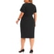 thumbnail image 3 of Vestido de mujer de talla grande Agnes Orinda, con botones, cuello redondo, ajustado, estilo oficina, vestido lápiz 3X negro, 3 of 6