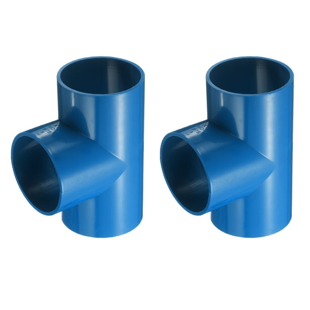 Uxcell 2Pcs 2.5" Tee 3 Vías Conectores de Tubo, Accesorios de Esquina para Estructura de Soporte de Estante, Azul