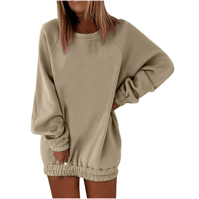 Timegard Sweatshirts for Women Crew Neck Long Sleeve Pullover Fall Winter Loose Comfy Top Solid Color