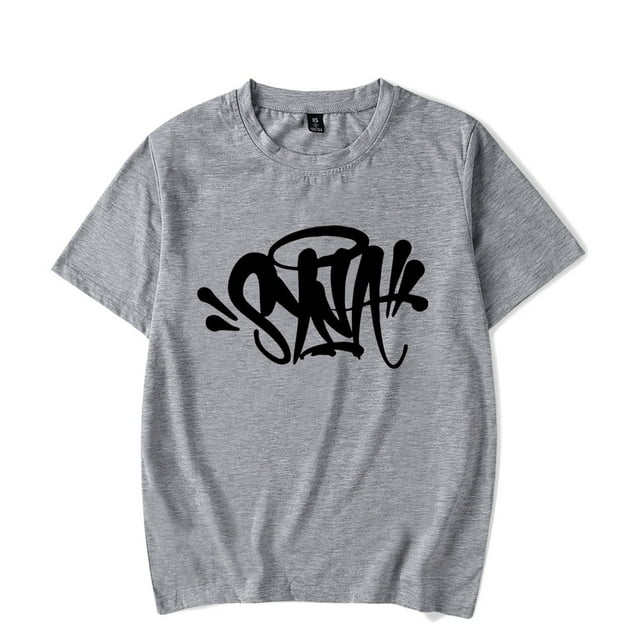 T-shirt Central Cee Syna World Col Rond Pur Coton T-shirt à Manches Courtes Unisexe Haut hip-hop, S, Gris