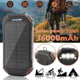 thumbnail image 6 of Solar Power Bank 36000mAh,Solar Charger Wireless Built in 3 Cables IPX5 Waterproof Portable Solar External Battery Pack with 3 Input 4 Output 15W USB C Port Camping Flashlight Tablet, 6 of 13